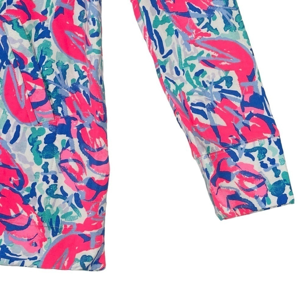 Lilly Pulitzer Popover XS Cosmic Coral Cracked Up Lobster Half Zip Preppy Bright - Picture 7 of 13